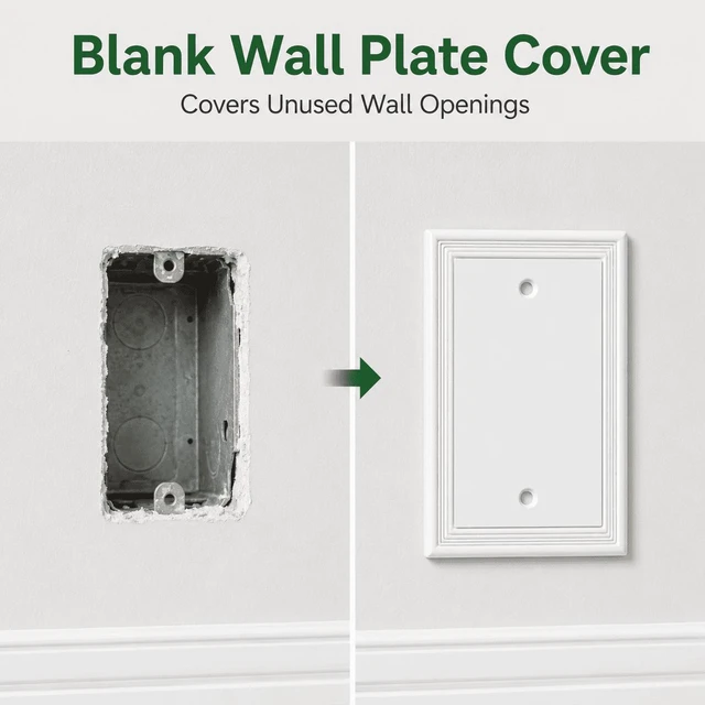 Alt view image 3 of 7 - C White Decorative Single Blank Light Switch Covers Wall Plate, Natural Material Switch Plates Outlet Covers - Modern Style (1 Gang Blank 4 Pack)