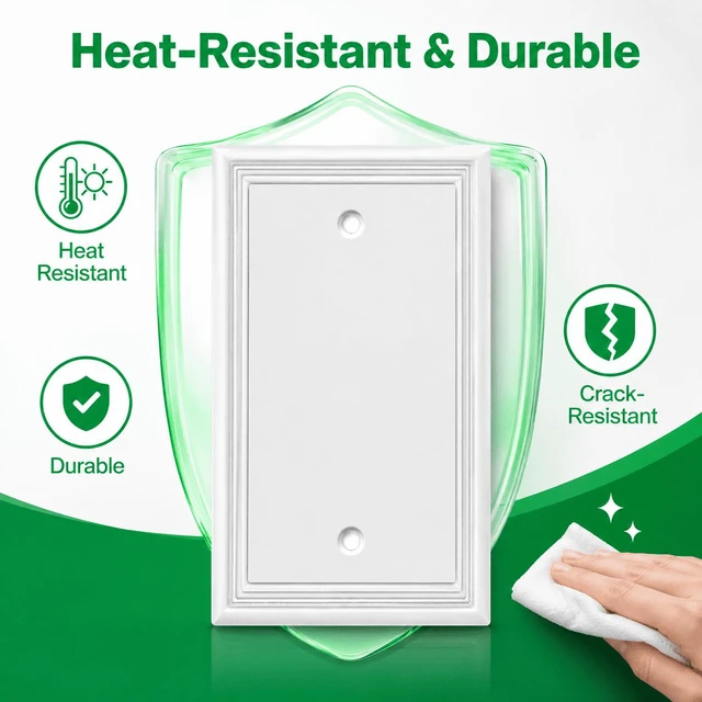 Alt view image 5 of 7 - C White Decorative Single Blank Light Switch Covers Wall Plate, Natural Material Switch Plates Outlet Covers - Modern Style (1 Gang Blank 4 Pack)