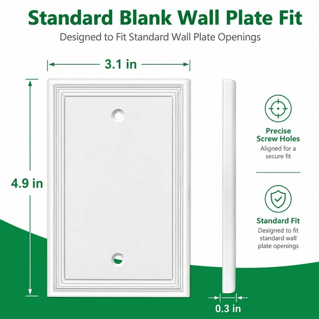 Alt view image 6 of 7 - C White Decorative Single Blank Light Switch Covers Wall Plate, Natural Material Switch Plates Outlet Covers - Modern Style (1 Gang Blank 4 Pack)