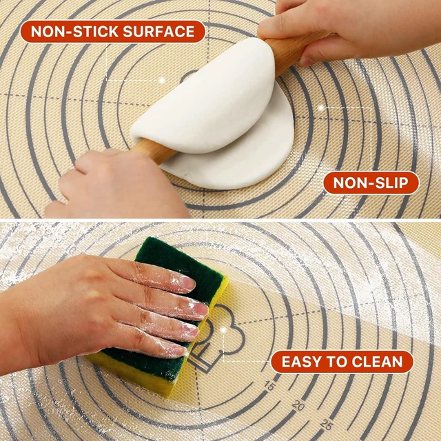 Alt view image 3 of 7 - KK Baking Mat, 28" x20" Large Silicone Non-slip Baking Pastry Mat with Measurement, Non Stick Silicone Mats for Kitchen Counter, Fondant Mat, Counter Mat, Dough Rolling Mat, Oven Liner, Pie Crust Mat