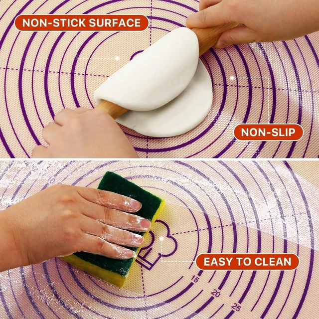 Alt view image 3 of 7 - KitchenKey Baking Mat, 28" x 20" Silicone Food Grade Extra Large Non Stick Baking Sheet Mat with Measurement Non-slip Dough Rollin Counter Mat for Making Cookies, Macarons, Bread and Pastry