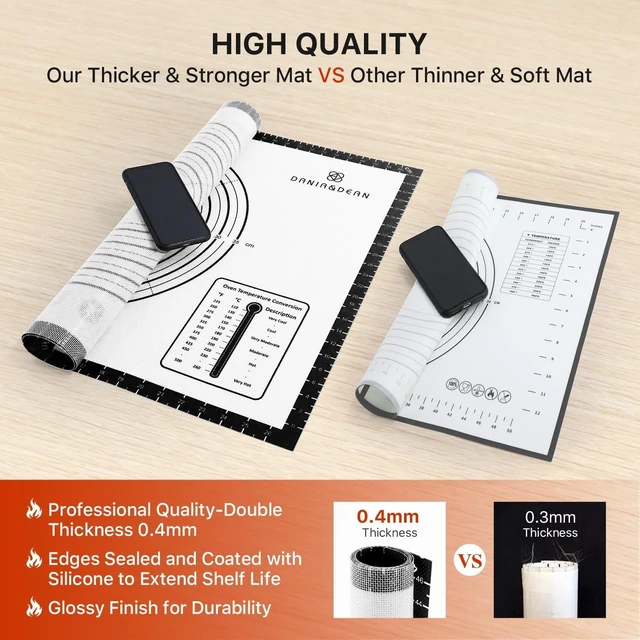 Alt view image 5 of 7 - KitchenKey Pastry Mat, 28" x 20" Food Grade Silicone Extra Large Non Stick Baking Sheet Mat with Measurement for Making Cookies,Macarons,Bread and Pastry
