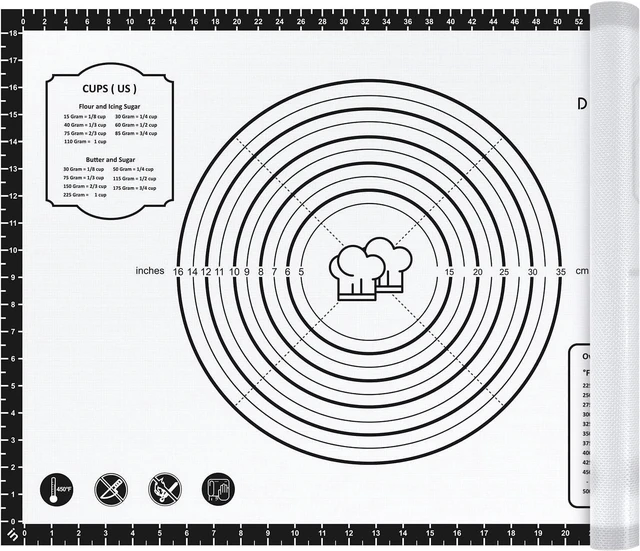 Main image of KitchenKey Pastry Mat, 28" x 20" Food Grade Silicone Extra Large Non Stick Baking Sheet Mat with Measurement for Making Cookies,Macarons,Bread and Pastry