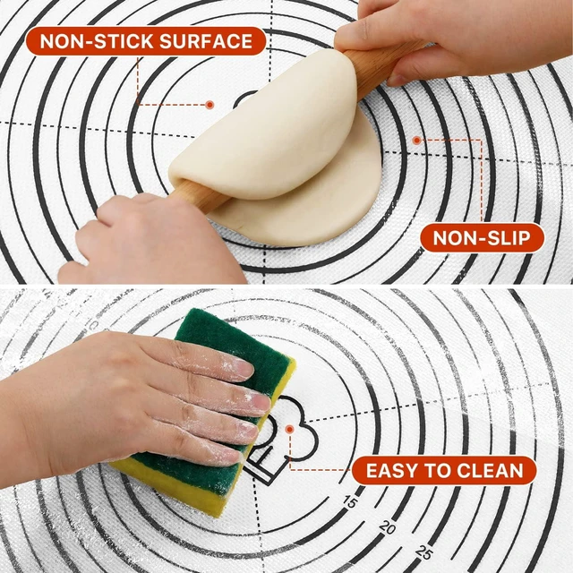 Alt view image 4 of 7 - KitchenKey Pastry Mat, 28" x 20" Food Grade Silicone Extra Large Non Stick Baking Sheet Mat with Measurement for Making Cookies,Macarons,Bread and Pastry