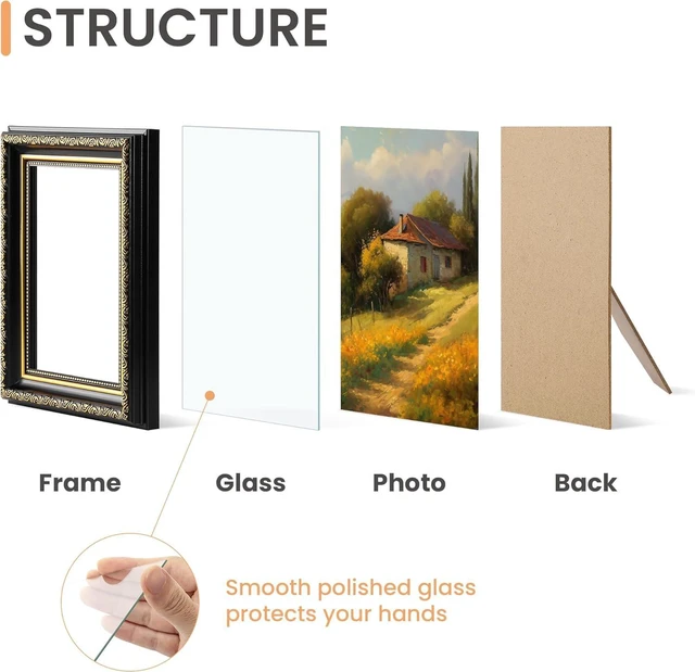 Alt view image 6 of 7 - CozyNestFinds 8x10 Picture Frame with Real Glass, Ornate Vintage 8 x 10 Photo Frames for Wall Decor or Tabletop Display, Black and Gold, 2 Pack