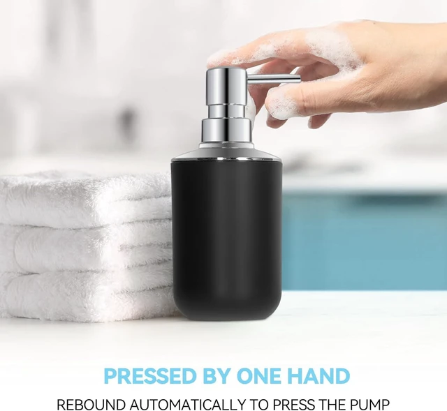 Alt view image 4 of 7 - CozyNF Bathroom Accessories Set 4 PCS, Black Bathroom Accessories Plastic Soap Dispenser and Toothbrush Holder Set Soap Dish and Mouthwash Cup Boho Bathroom Decor Bathroom Set Black