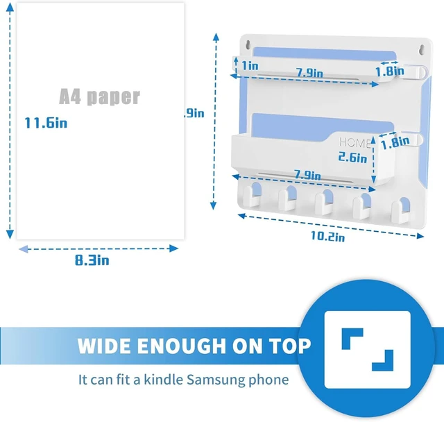 Alt view image 4 of 7 - Bedside Wall Mount Shelf, Adhesive Organizer for Remote, Phone, Glasses. Accessories Storage Suitable for College Dorm, Bunk Bed, Bedroom, RV (White)