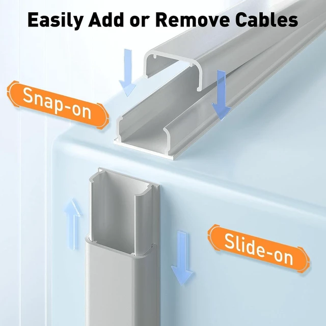 Alt view image 5 of 7 - CozyNestF Cord Hider, 56.7in Cord Covers for Wires on Wall Cable Hider Wire Covers for 2-3 Cords Wire Hiders for TV on Wall Easier Setup Cable Cover to Hide TV Wires 4X L14.2 W0.94 H0.47in Grey