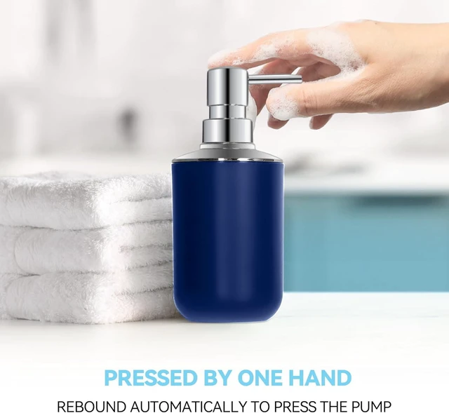 Alt view image 4 of 7 - CozyNF Bathroom Accessories Set 4 PCS, Blue Bathroom Accessories Plastic Soap Dispenser and Toothbrush Holder Set Soap Dish and Mouthwash Cup Boho Bathroom Decor Bathroom Set Blue