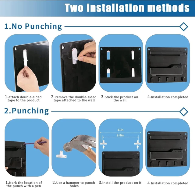 Alt view image 6 of 7 - Bedside Wall Mount Shelf, Adhesive Bedside Organizer for RemotePhoneGlasses. Bedside Accessories Storage suitable for College Dorm bunk bed BedroomRvBlack