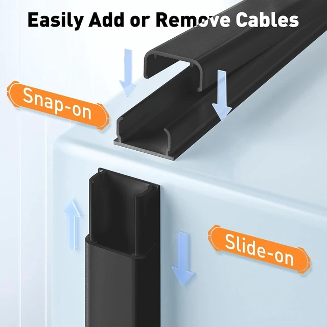Alt view image 5 of 7 - CozyNestF Cord Hider, 56.7in Cable Hider Cord Covers for Wires on Wall Wire Hider Wire Covers for 2-3 Cords on Wall Easier Setup Cable Raceway Cable Management 4X L14.2 W0.94 H0.47in Black