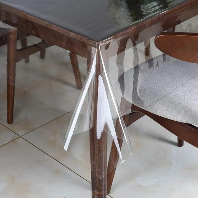 Alt view image 6 of 7 - Clear Vinyl Tablecloth Protector Waterproof/Oil-Proof Plastic Rectangle Transparent Sheet Table Cover