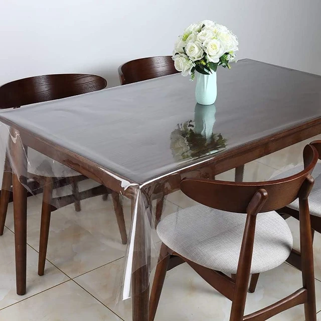 Alt view image 7 of 7 - Clear Vinyl Tablecloth Protector Waterproof/Oil-Proof Plastic Rectangle Transparent Sheet Table Cover