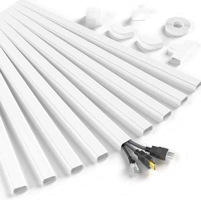 Main image of CozyNestF Cord Hider, 142in Cable Hider Cord Covers for 2-3 Wires on Wall Wire Covers for Cords Wire Hiders for TV on Wall Easier Setup Cable Cover Cable Management W0.94 H0.47in White