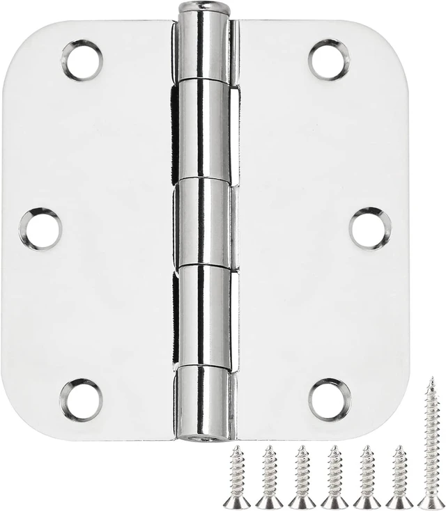 Main image of 6 Pack Matte Black Interior Door Hinges, 3.5" x 3.5" with 5/8" Radius, Heavy-Duty Round Hinge with Removable Pin for Bedroom Office Farm Shed Gate Greenhouse Vent Window