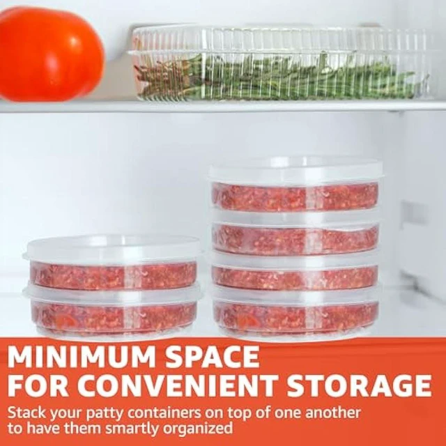 Alt view image 4 of 6 - Hamburger Press Patty Maker - 4 in1, Burger Mold, Patty Press, 8 Storage Containers, 100 Round Papers - Hamburger Patty Maker Tool for BBQ - Burger Shaper for Meat, Veggie Patties