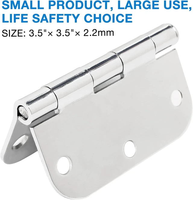 Alt view image 6 of 7 - 6 Pack Matte Black Interior Door Hinges, 3.5" x 3.5" with 5/8" Radius, Heavy-Duty Round Hinge with Removable Pin for Bedroom Office Farm Shed Gate Greenhouse Vent Window