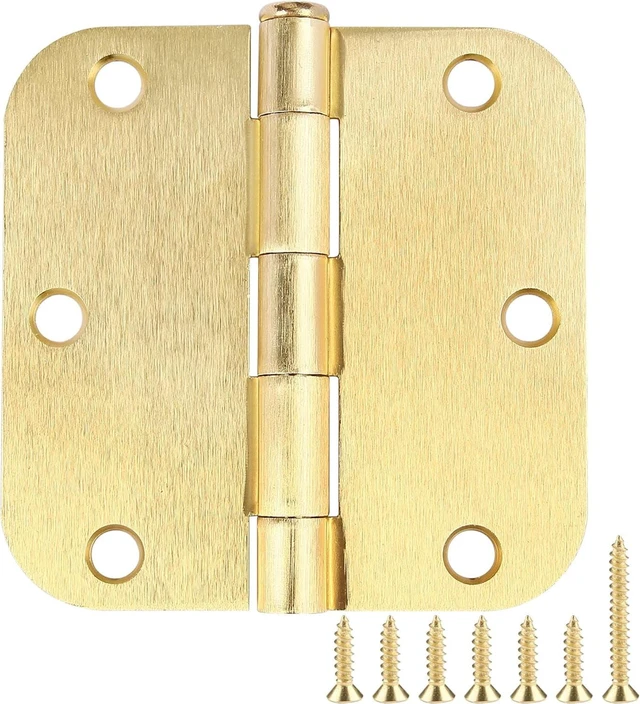 Main image of 6 Pack Matte Black Interior Door Hinges, 3.5" x 3.5" with 5/8" Radius, Heavy-Duty Round Hinge with Removable Pin for Bedroom Office Farm Shed Gate Greenhouse Vent Window