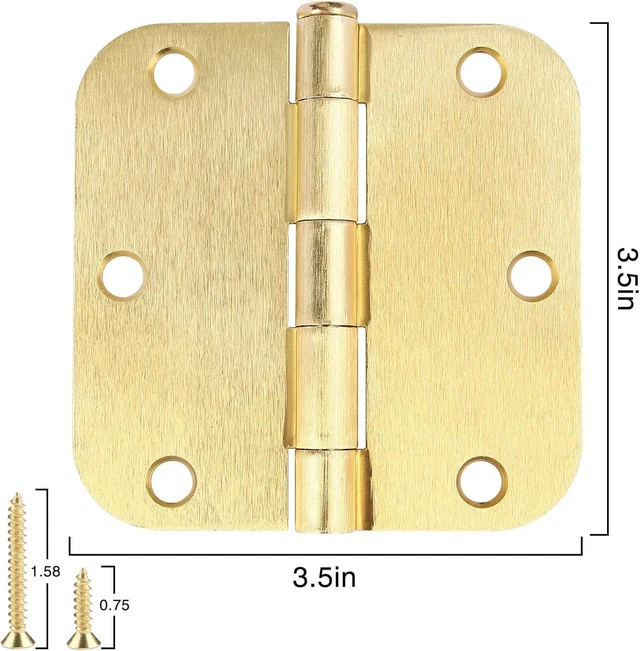 Alt view image 2 of 7 - 6 Pack Matte Black Interior Door Hinges, 3.5" x 3.5" with 5/8" Radius, Heavy-Duty Round Hinge with Removable Pin for Bedroom Office Farm Shed Gate Greenhouse Vent Window