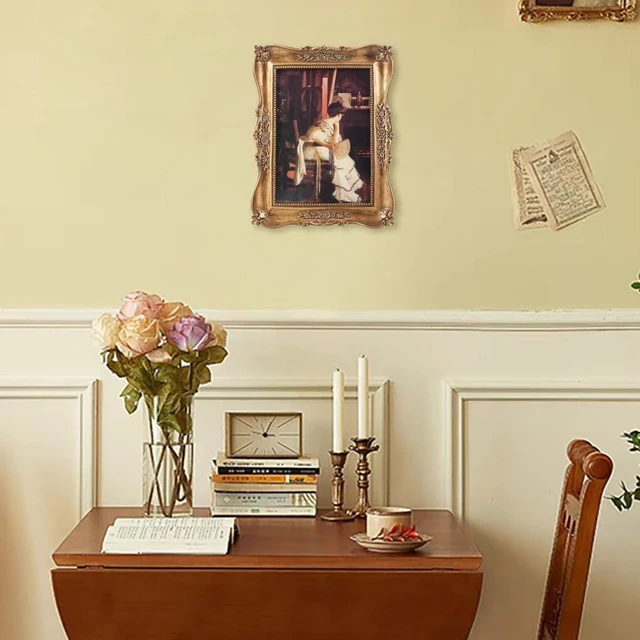 Alt view image 4 of 7 - CozyNestFinds Antique Picture Frames 4x6 Vintage Ornate Picture Frames Victorian Home Decor Retro Gallery Wall Decor with Front Glass for Wall Mount and Tabletop,Bronze