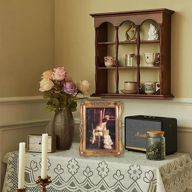 Alt view image 6 of 7 - CozyNestFinds Antique Picture Frames 4x6 Vintage Ornate Picture Frames Victorian Home Decor Retro Gallery Wall Decor with Front Glass for Wall Mount and Tabletop,Bronze