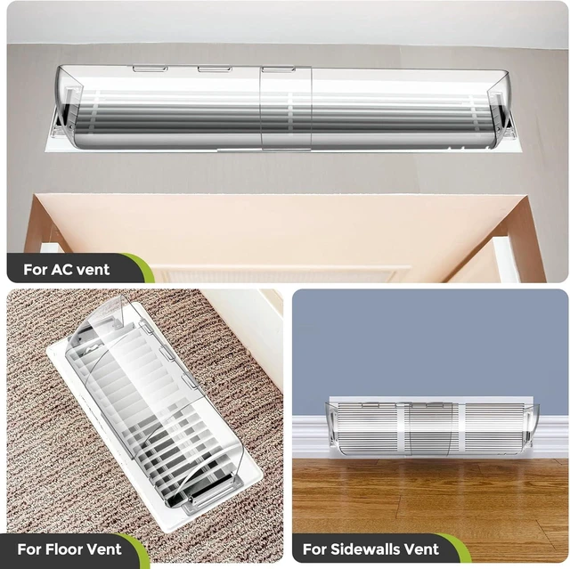 Alt view image 5 of 7 - CNF 9-15.5 Inch Adjustable Air Vent Deflectors, 2 Pack Clear Magnetic Air & Heat Deflector for Sidewall, Ceiling Registers and Vents