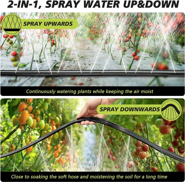 Alt view image 3 of 7 - CozyNestFinds Sprinkler Soaker Hose 25 ft, Flat Watering Hose with Holes, Water Saving Drip Line Irrigation Hoses with Garden Staples for Lawn, Vegetable Garden Beds (25 ft)