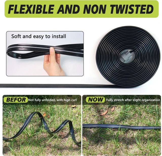 Alt view image 4 of 7 - CozyNestFinds Sprinkler Soaker Hose 25 ft, Flat Watering Hose with Holes, Water Saving Drip Line Irrigation Hoses with Garden Staples for Lawn, Vegetable Garden Beds (25 ft)