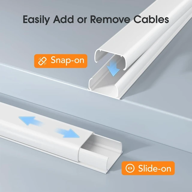 Alt view image 3 of 7 - CozyNestF Cord Covers for 4-7 Wires on Wall, 62.8in Cord Hider Cable Hider Paintable Wire Covers for Cords on Wall TV Cord Hider for Wall Mount TV Cable Cover Management 4X L15.7 W1.57 H0.78in White