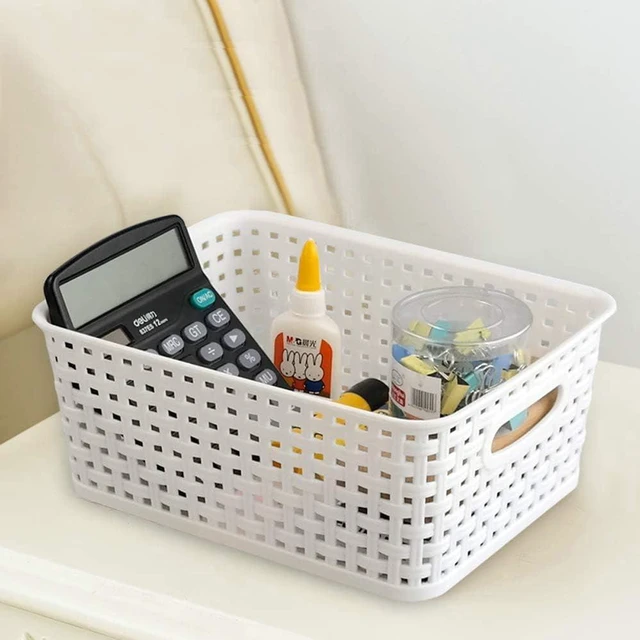 Alt view image 5 of 7 - 6-Pack Small Weave Basket Bins, Plastic Basket for Storage