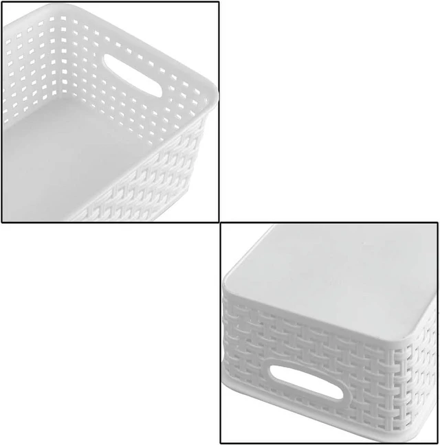 Alt view image 3 of 7 - 6-Pack Small Weave Basket Bins, Plastic Basket for Storage