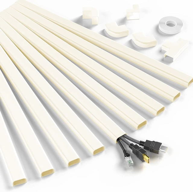 Main image of CozyNestF Cord Hider, 142in Cable Hider Cord Covers for 2-3 Wires on Wall Wire Covers for Cords Wire Hiders for TV on Wall Easier Setup Cable Cover Cable Management W0.94 H0.47in Beige