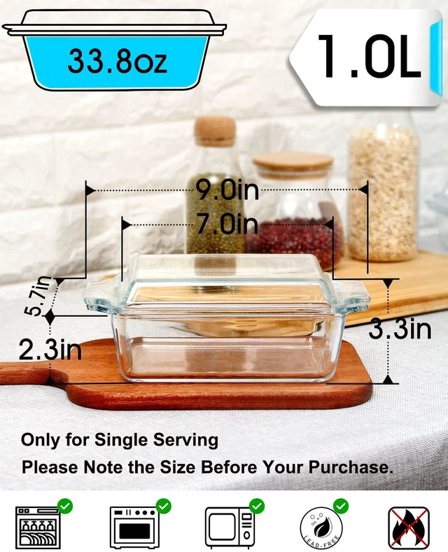 Alt view image 2 of 7 - CozyNestFinds Glass Casserole Dish With Lid, Mini-1 QT (5.7in x 7in) Glass Baking Dishes for Oven, Single Serving Glass Oven Bakeware