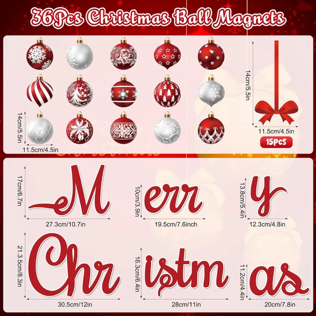 Alt view image 2 of 7 - CozyNestFinds 36 Pcs Christmas Garage Door Magnets Decorations, Xmas Ball Garage Door Decorations, Merry Christmas Magnets Stickers for Refrigerator Fridge Kitchen Car Indoor Outdoor Decorations