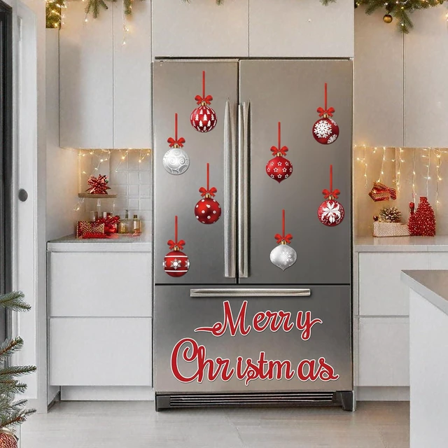 Alt view image 5 of 7 - CozyNestFinds 36 Pcs Christmas Garage Door Magnets Decorations, Xmas Ball Garage Door Decorations, Merry Christmas Magnets Stickers for Refrigerator Fridge Kitchen Car Indoor Outdoor Decorations