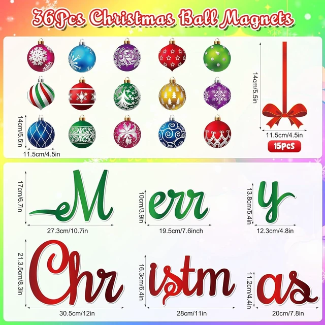 Alt view image 2 of 7 - CozyNestFinds 36 Pcs Christmas Garage Door Magnets Decorations, Xmas Ball Garage Door Decorations, Merry Christmas Magnets Stickers for Refrigerator Fridge Kitchen Car Indoor Outdoor Decorations