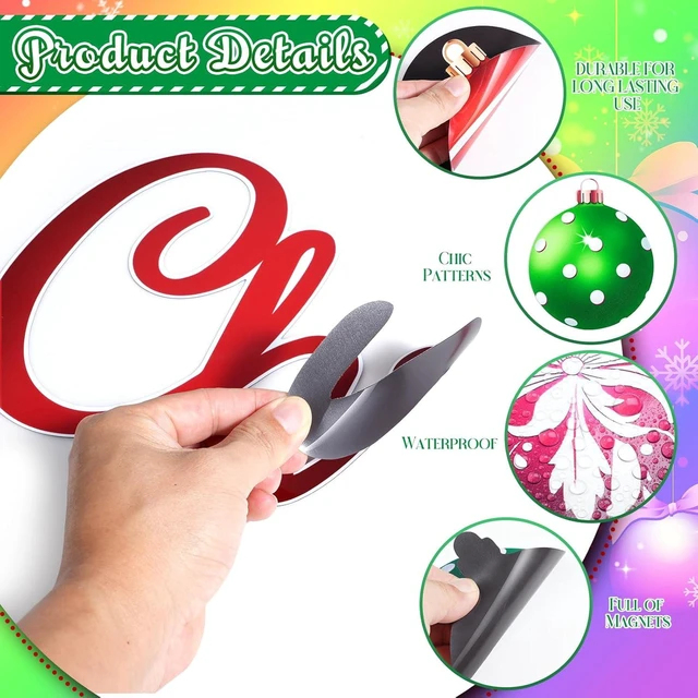 Alt view image 3 of 7 - CozyNestFinds 36 Pcs Christmas Garage Door Magnets Decorations, Xmas Ball Garage Door Decorations, Merry Christmas Magnets Stickers for Refrigerator Fridge Kitchen Car Indoor Outdoor Decorations