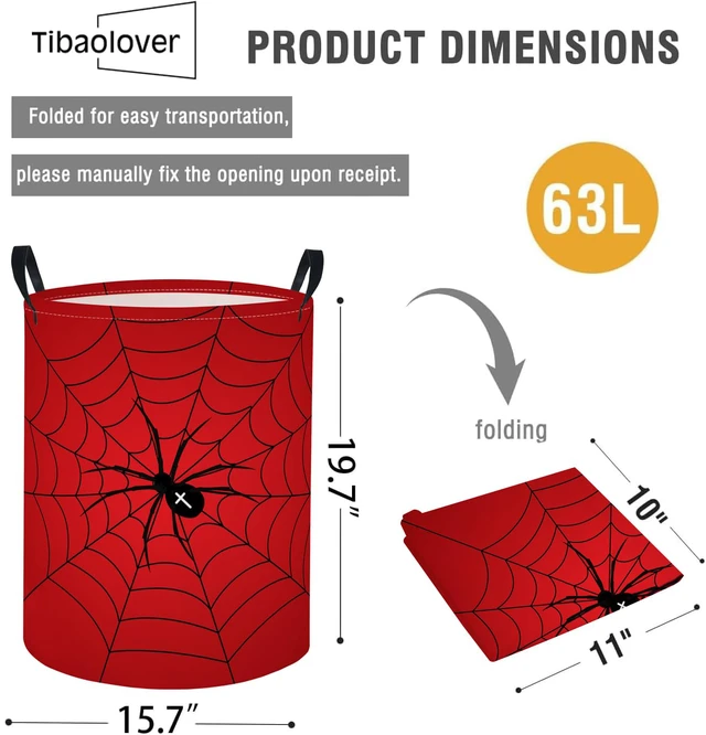 Alt view image 2 of 6 - Baby Laundry Basket Baby Nursery Hamper Kids Laundry Basket Toy Storage Bin for Boys Room Decor Gift Baskets for Bedroom Bathroom(Spider Web)