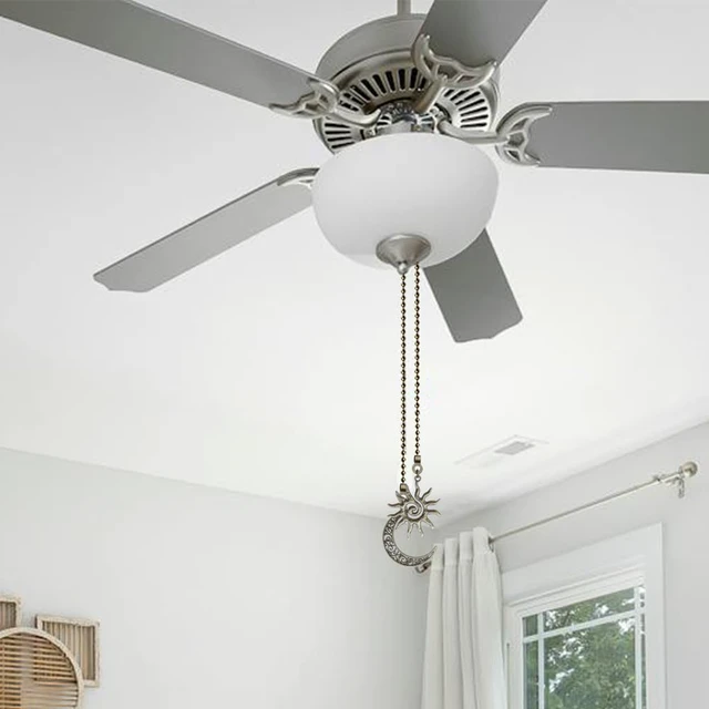 Alt view image 3 of 6 - 4 Pack Ceiling Fan Pull Chain, Sun and Moon Pull-chain Extension, 12 Inches Celestial Decor Beads Ball Chain Extender with Connectors for Ceiling Fans/Light Lamp (Bronze)