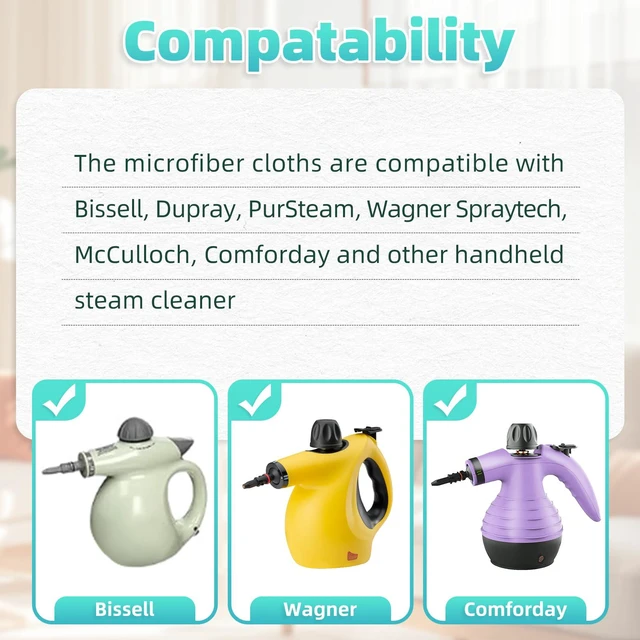 Alt view image 2 of 6 - 10 Pack Microfiber Cloth Fit for Handheld Steam Shot | High Density Microfiber | Compatible with Handheld Steamer Window Clean Tool | For Bissell, WSRYYCC, Phueut, etc.