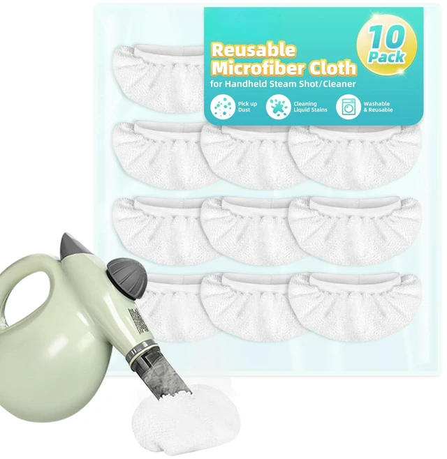 Main image of 10 Pack Microfiber Cloth Fit for Handheld Steam Shot | High Density Microfiber | Compatible with Handheld Steamer Window Clean Tool | For Bissell, WSRYYCC, Phueut, etc.