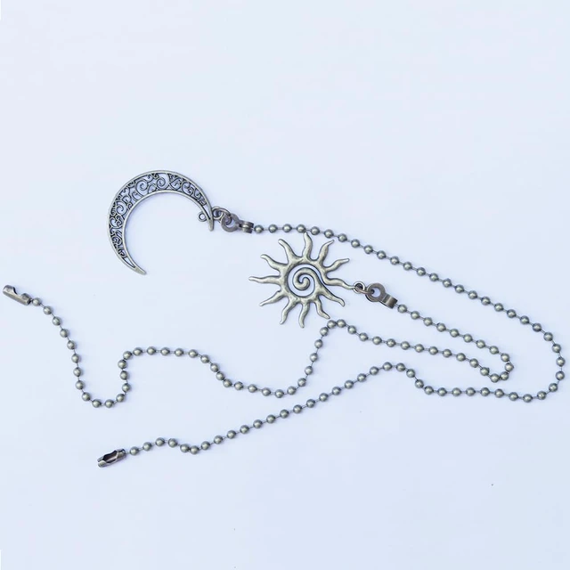 Alt view image 6 of 6 - 4 Pack Ceiling Fan Pull Chain, Sun and Moon Pull-chain Extension, 12 Inches Celestial Decor Beads Ball Chain Extender with Connectors for Ceiling Fans/Light Lamp (Bronze)