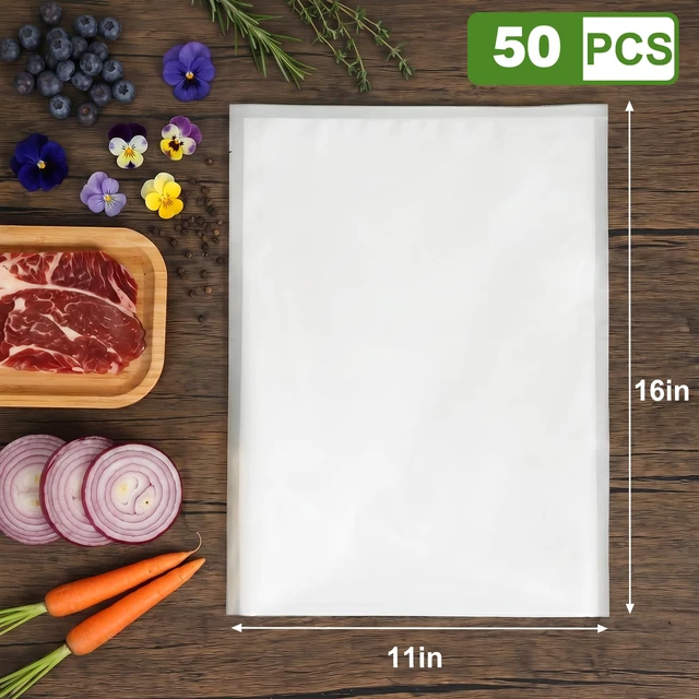 Alt view image 2 of 7 - Vacuum Sealer Bags for Food Storage, 11" x 16" Vacuum Seal Bags, 50 Count | 3Mil Embossed BPA-Free Puncture-Resistant Bags, Universal Fit for Sous Vide, Meal Prep, Freezer Storage & Food Preservation