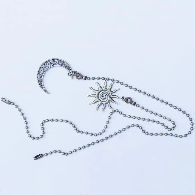 Alt view image 5 of 6 - 2 Pack Ceiling Fan Pull Chain, Sun and Moon Pull-chain Extension, 12 Inches Celestial Decor Beads Ball Chain Extender with Connectors for Ceiling Fans/Lighting Lamps (Bronze)