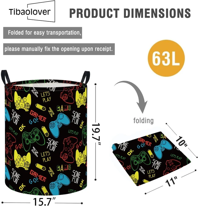 Alt view image 2 of 6 - Baby Laundry Basket Baby Nursery Hamper Kids Laundry Basket Toy Storage Bin for Boys Room Decor Gift Baskets for Bedroom Bathroom(Game)
