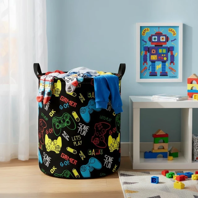Alt view image 3 of 6 - Baby Laundry Basket Baby Nursery Hamper Kids Laundry Basket Toy Storage Bin for Boys Room Decor Gift Baskets for Bedroom Bathroom(Game)