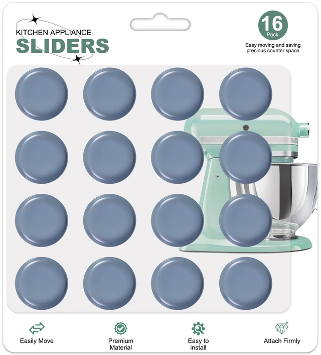 Main image of Small Appliance Sliders for Kitchen Countertops,16PCS Self-Adhesive PTFE Appliance Sliding Pads,Heavy Duty Appliance Movers for KitchenAid Mixer, Air Fryer,Coffee Maker, Blender&Countertop Gadgets