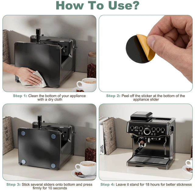 Alt view image 7 of 7 - Small Appliance Sliders for Kitchen Countertops,16PCS Self-Adhesive PTFE Appliance Sliding Pads,Heavy Duty Appliance Movers for KitchenAid Mixer, Air Fryer,Coffee Maker, Blender&Countertop Gadgets