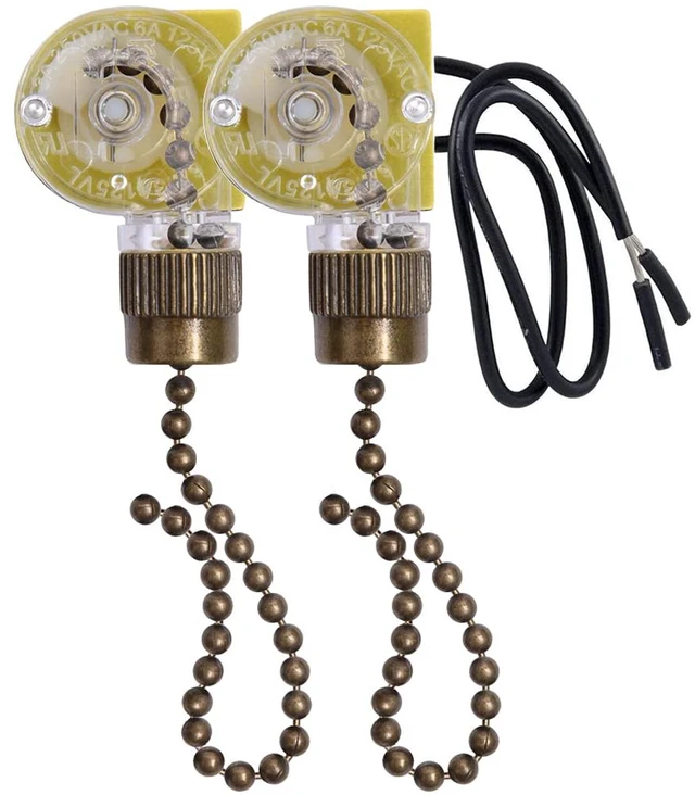 Main image of Ceiling Fan Light Switch Zing Ear ZE-109 Two-Wire With Pull Cords for Fans, Lamps and Wall Lights - Pull Chain Control Replacement On-Off, 2 Pcs Bronze