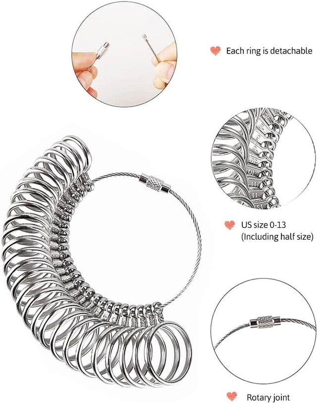 Alt view image 2 of 7 - Metal Ring Sizer Measuring Tool with Magnifier,for Ring Measurer and Ring Sizer Clear and Intuitive Reading, Metal Ring Guage,1-13
